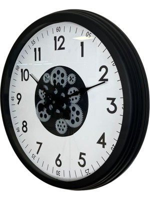 By Nevser Black Motion 60 cm Çarklı Duvar Saati