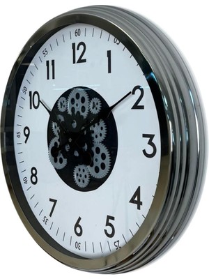 By Nevser Krom Şıklık Sade 60 cm Çarklı Duvar Saati