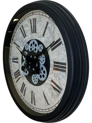 By Nevser Black Atlas Series 60 cm Çarklı Duvar Saati