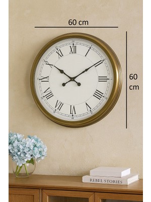 By Nevser 60 cm Eskitme Metal Retro Duvar Saati