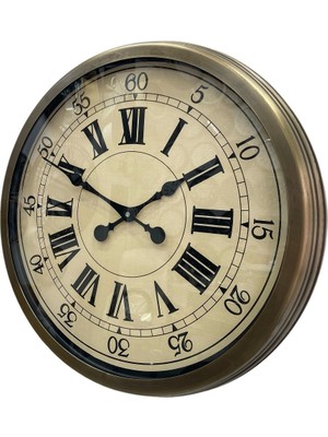 By Nevser 60 cm Eskitme Metal Eskitme Kadran Duvar Saati