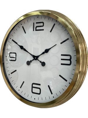 By Nevser 60 cm Gold Metal Dekoratif Duvar Saati