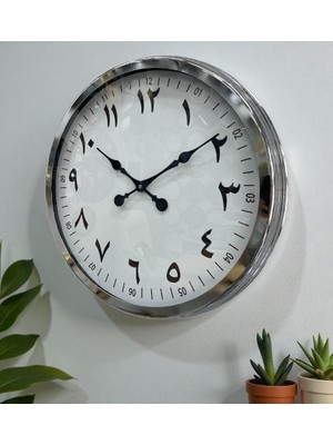 By Nevser 60 cm Krom Metal Farsça Duvar Saati