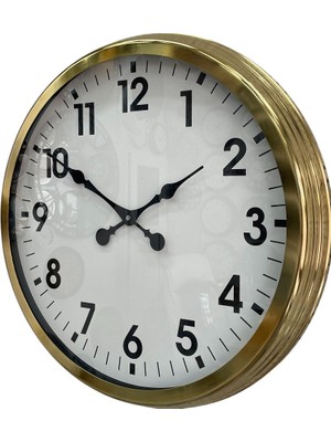 By Nevser 60 cm Gold Metal Dekoratif Duvar Saati