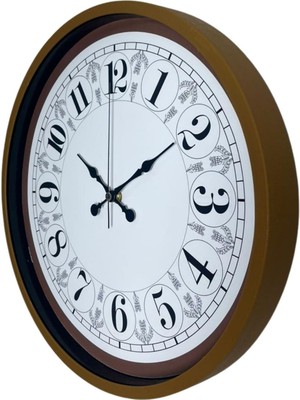 By Nevser Kahverengi Motifli 36 cm Duvar Saati