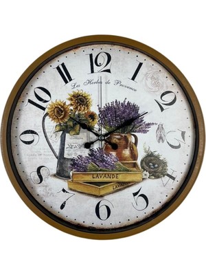 By Nevser Lavande Provence 36 cm Kahverengi Duvar Saati