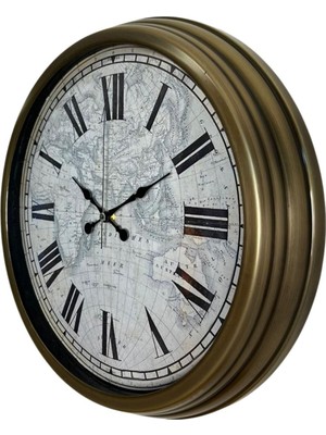 By Nevser Antique World 40 cm Eskitme Metal Duvar Saati