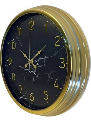 By Nevser Royal Marble Gold 40 cm Metal Duvar Saati
