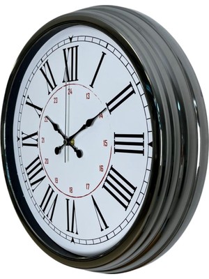 By Nevser Silver Elegance 40 cm Krom Metal Duvar Saati