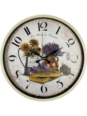 By Nevser Krem Sunflower & Lavender 36 cm Duvar Saati