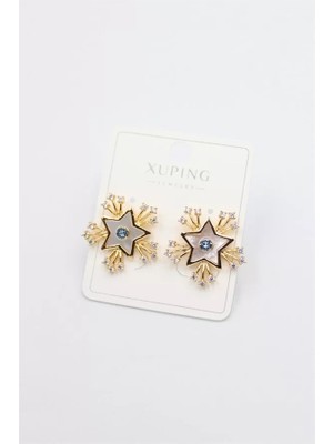 Remstdrk Taşlı Yıldız  Küpe - Altın