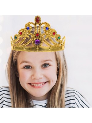 Bucuks Altın Renk Plastik Prenses Tacı Kraliçe Tacı 60 cm