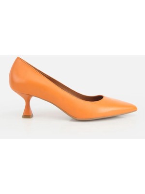 Hotiç 01AYH321860A570 KADIN Deri Turuncu Kısa Topuklu Stiletto