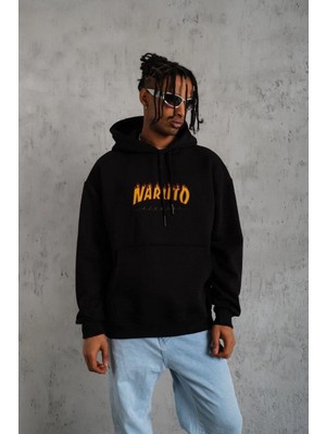 Alfanora Erkek Baskılı Kapüşonlu 3 Iplik Pamuklu Hoodie Sweatshirt - Siyah