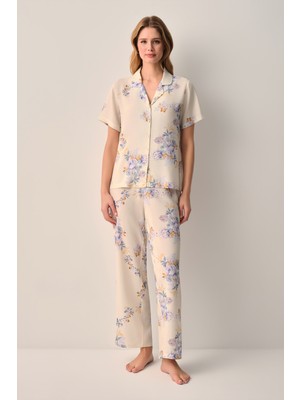 Suwen Lina Gömlek Yaka Pijama Takımı
