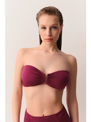 Suwen Metal Aksesuarlı Straplez Bikini Üst
