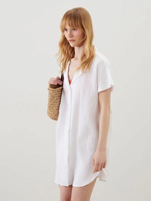 Lc Waikiki Yeni Sezon Gömlek Yaka Kadın Plaj Elbisesi