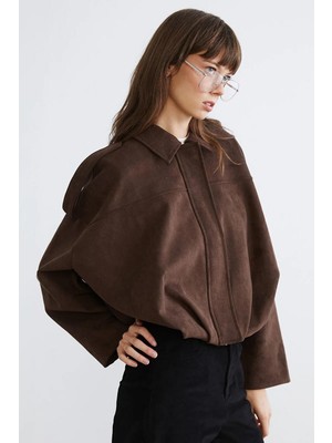 Famoda Kadın Süet Apoletli Bomber Ceket