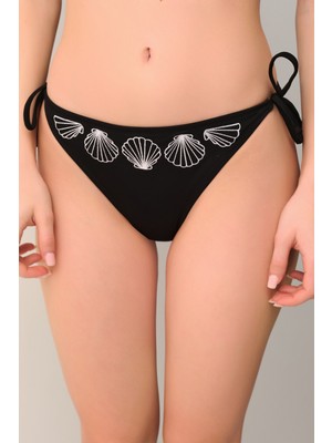 Suwen Seashell Nakışlı Bağcıklı Bikini Alt