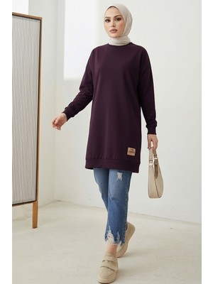 İlkimay.com Armalı Yırtmaç Detay Tunik 1665 - Mürdüm