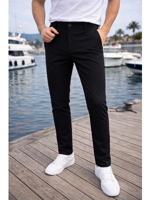 Valiberta Paraşüt Kumaş Regular Fit Düğmeli Fermuarlı Düz Paça Günlük Erkek Pantolon - Siyah