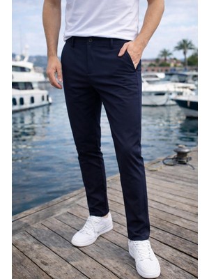 Valiberta Paraşüt Kumaş Regular Fit Düğmeli Fermuarlı Düz Paça Günlük Erkek Pantolon - Lacivert