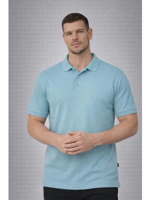 Valiberta Orlando Polo Yaka Pike Kumaş Relaxed Fit Basic Düğmeli Relaxed Fit Erkek T-Shirt - Açık Mavi