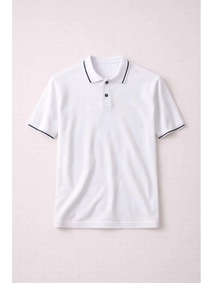 Valiberta Austen Kontrast Biyeli Düğmeli Polo Yaka Kısa Kollu Ince Triko Erkek T-Shirt - Ekru