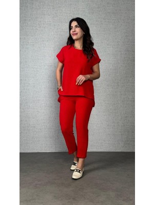 Bizcomoda Kadın Kısa Kollu Yuvarlak Yaka Aerobin Bluz ve Pantolon Ikili Takım