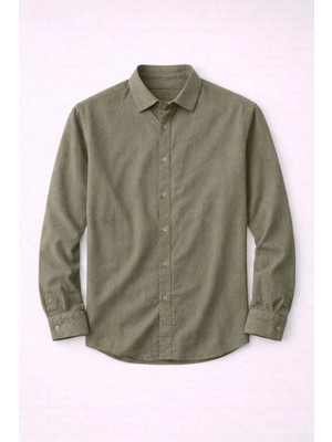 Valiberta Hurley Çizgili Modal Kumaş Relaxed Fit Günlük Giyim Erkek Gömlek - Haki