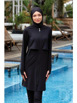 Adasea Tam Kapalı Siyah Tesettür Mayo 4371