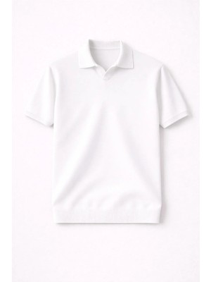 Valiberta Dawson Polo V Yaka Düğmesiz Kısa Kollu Tok Kumaş Triko Erkek T-Shirt - Ekru