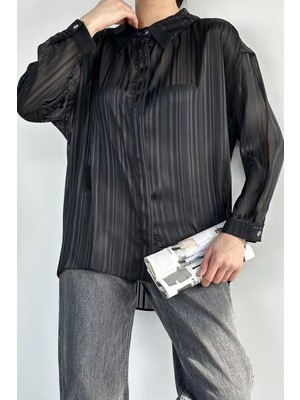 Gülseli Kadın Çizgili Şifon Gömlek P-00020921