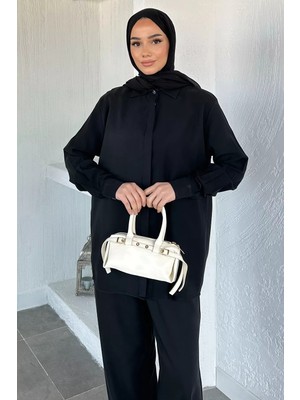 Julude Gülseli Gömlek Bel Lastikli Pantolon Tesettür Ikili Takım P-00020918