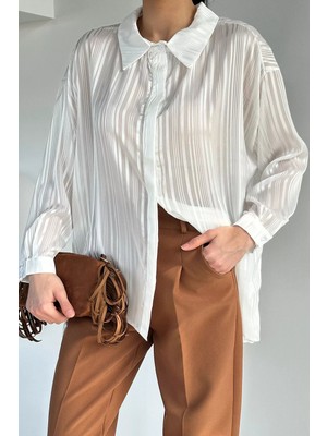 Gülseli Kadın Çizgili Şifon Gömlek P-00020921