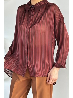 Gülseli Kadın Çizgili Şifon Gömlek P-00020921