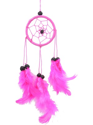 Miamantra Araba Süsü Tüylü Pembe Mini Rüya Kapanı / Düş Kapanı / Dreamcatcher - 6 cm