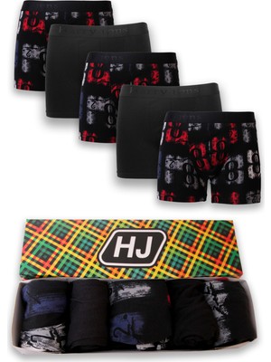 Harry Jons Erkek 5'li Desenli Renkli Pamuklu Premium Paket Boxer