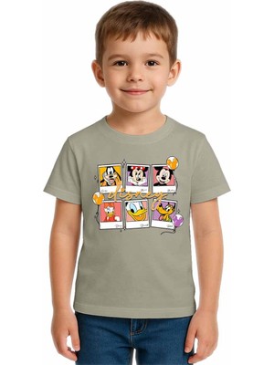 Sedirli Unisex Disney Baskılı Çocuk Tişört Pamuklu Penye Kumaş