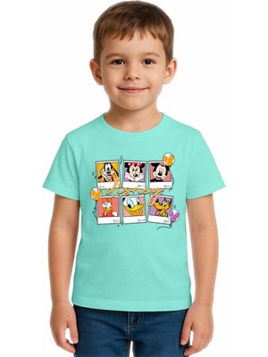 Sedirli Unisex Disney Baskılı Çocuk Tişört Pamuklu Penye Kumaş