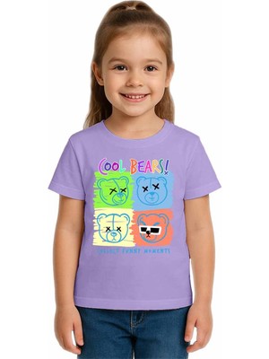 Sedirli Unisex Ayıcık Bear Baskılı Çocuk Tişört Pamuklu Penye Kumaş