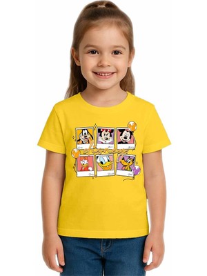 Sedirli Unisex Disney Baskılı Çocuk Tişört Pamuklu Penye Kumaş