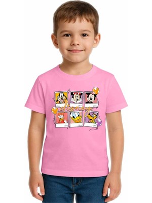 Sedirli Unisex Disney Baskılı Çocuk Tişört Pamuklu Penye Kumaş