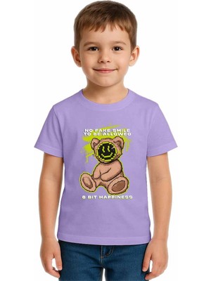 Sedirli Unisex Ayıcık Bear Baskılı Çocuk Tişört Pamuklu Penye Kumaş