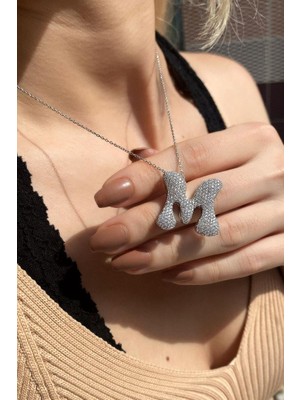 Spossy Silver Jewelry Bombeli M Harf Kolye