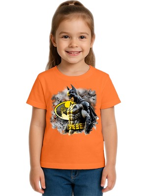 Sedirli Unisex Batman Baskılı Çocuk Tişört Pamuklu Penye Kumaş