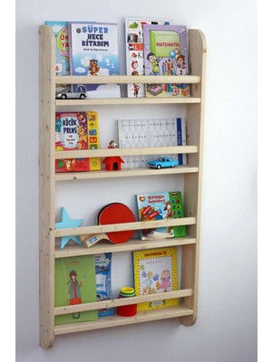 Karabeyoğulları Montessori Duvar Rafı Kitaplık %100 Ahşap 100 cm Yükseklik 50 cm Genişlik