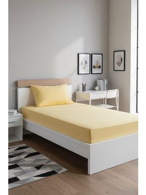 Üntaş Serenat 100 x 200 cm Lastikli Düz Renk Çarşaf ve 1 Adet Yastık Kılıfı Sarı Dokuma Kumaş
