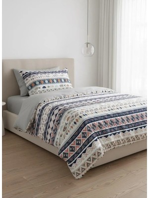 Üntaşlife Çfit Taraflı Renkli Piramit Desen 160 x 220 Tek Kişilik Nevresim Seti