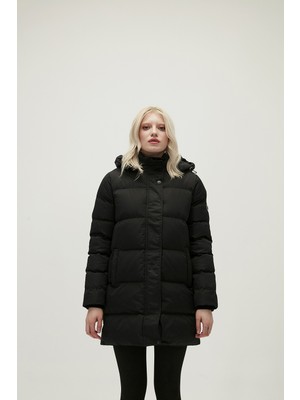 Bad Bear Kadın Siyah Nikita Puffer Mont Uzun Kol Düz Desenli Günlük Stil İçin Rahat